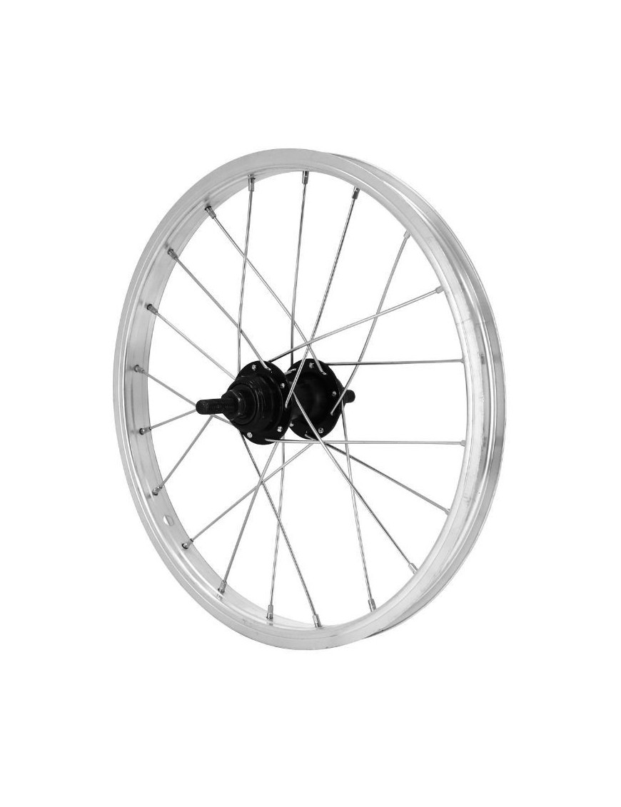 ROUE CITY 16" x 1.75 ALU ARRIERE MOY ACIER NOIR 100 mm AXE PLEIN ROUE LIBRE 1 V.