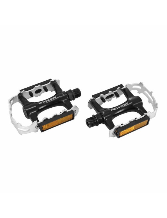 PEDALE VTT ALU NEWTON NOIR CAGE ALU ARGENT 9-16" ROULEMENT DU (PAIRE)