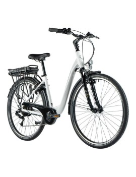 VELO ELECTRIQUE-VAE CITY 28 LEADER FOX PARK 2024 MIXTE BLANC BRILLANT 7V MOTEUR ROUE AR BAFANG 36V 45Nm BATTERIE 15Ah (18'' - H