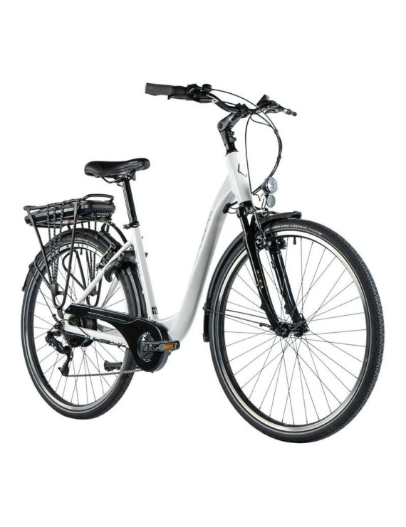 VELO ELECTRIQUE-VAE CITY 28 LEADER FOX PARK 2024 MIXTE BLANC BRILLANT 7V MOTEUR ROUE AR BAFANG 36V 45Nm BATTERIE 15Ah (16,5'' -