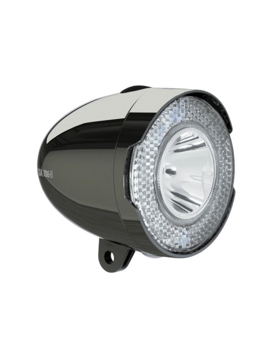 ECLAIRAGE VELO A PILE AVANT SUR GARDE-BOUE - PATTE AXA CLASSIC 706 LED 15 LUX NOIR AVEC INTERRUPTEUR LIVRE AVEC 3 PILES AAA