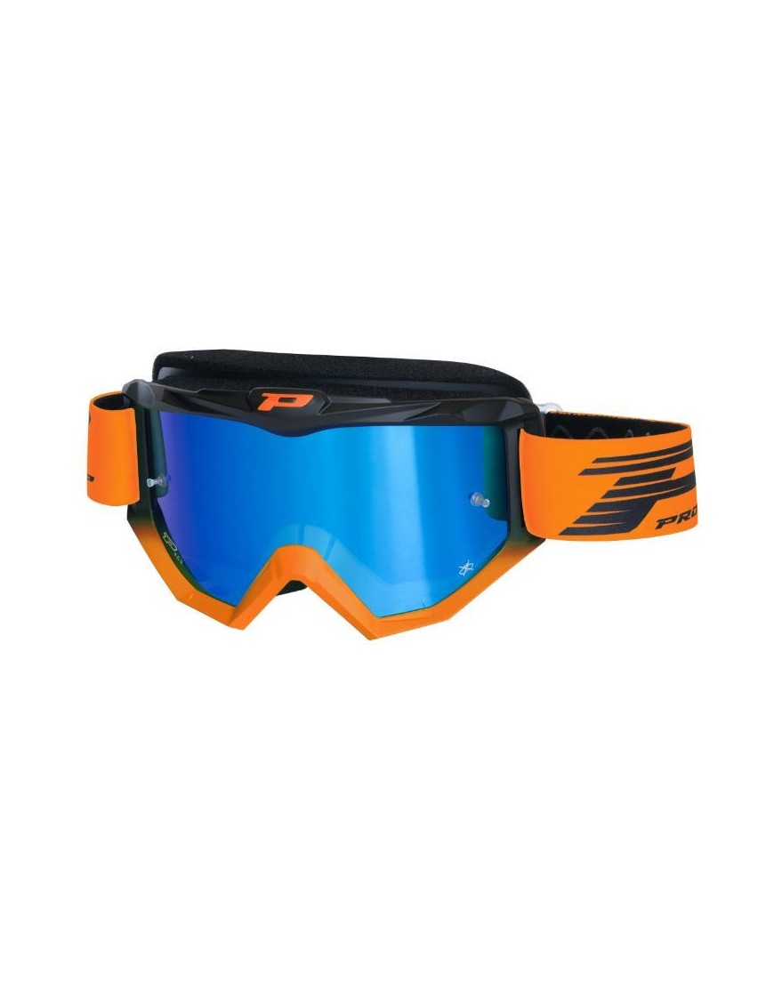 MASQUE-LUNETTES CROSS PROGRIP 3201 FL ATZAKI MULTILAYERED NOIR-ORANGE ECRAN MIROIR JAUNE ANTI-RAYURES-ANTI U.V. COMPATIBLE AVEC