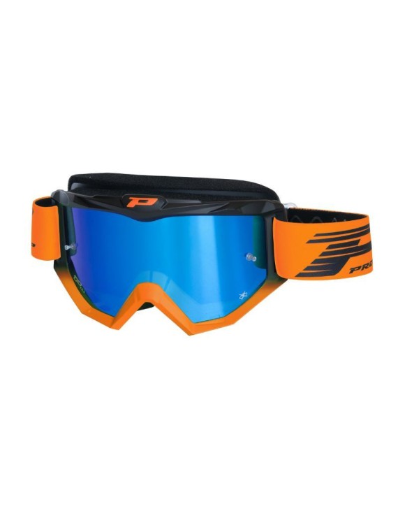 MASQUE-LUNETTES CROSS PROGRIP 3201 FL ATZAKI MULTILAYERED NOIR-ORANGE ECRAN MIROIR JAUNE ANTI-RAYURES-ANTI U.V. COMPATIBLE AVEC