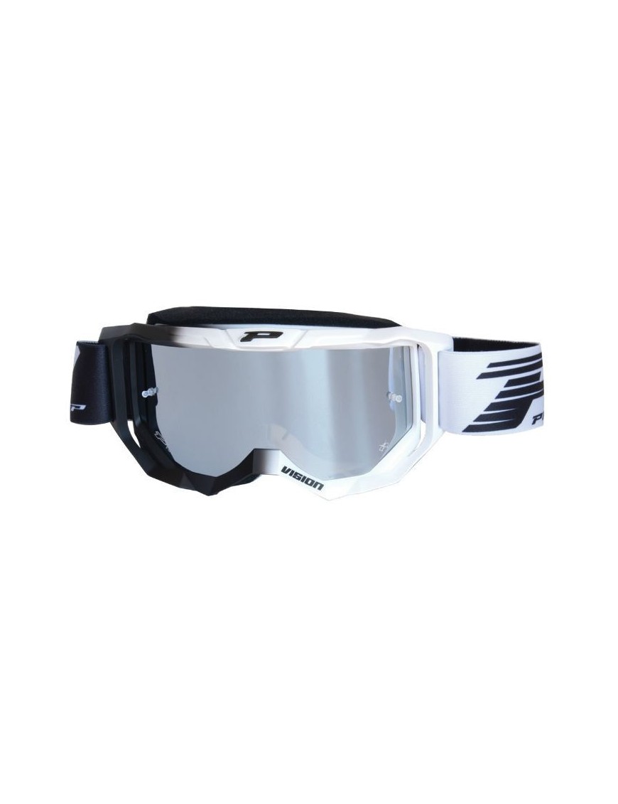 MASQUE-LUNETTES CROSS PROGRIP 3300 FL VISION NOIR-BLANC ECRAN MIROIR LIGHT SENSITIVE ANTI-RAYURES-ANTI U.V.-ANTI-BUEE (HOMOLOGU