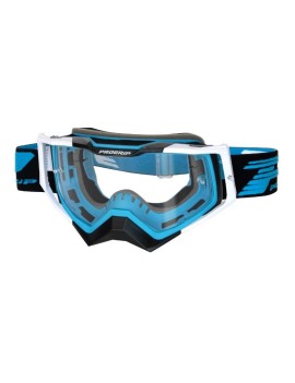 MASQUE-LUNETTES CROSS PROGRIP 3309 TR RAPID BLEU CLAIR-NOIR-BLANC ECRAN TRANSPARENT ANTI-RAYURES-ANTI U.V.-ANTI-BUEE (HOMOLOGUE