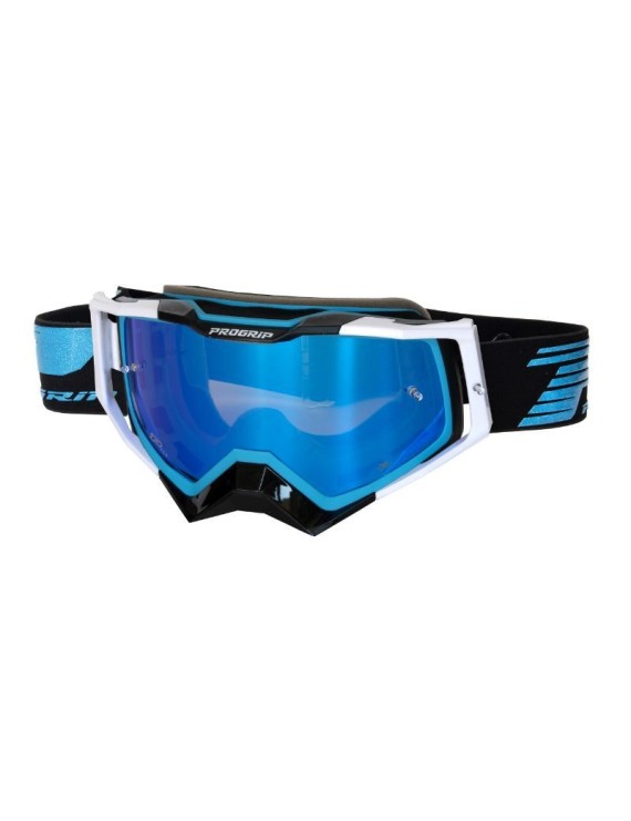 MASQUE-LUNETTES CROSS PROGRIP 3309 FL RAPID BLEU CLAIR-NOIR-BLANC ECRAN MIROIR LIGHT SENSITIVE ANTI-RAYURES-ANTI U.V.-ANTI-BUEE