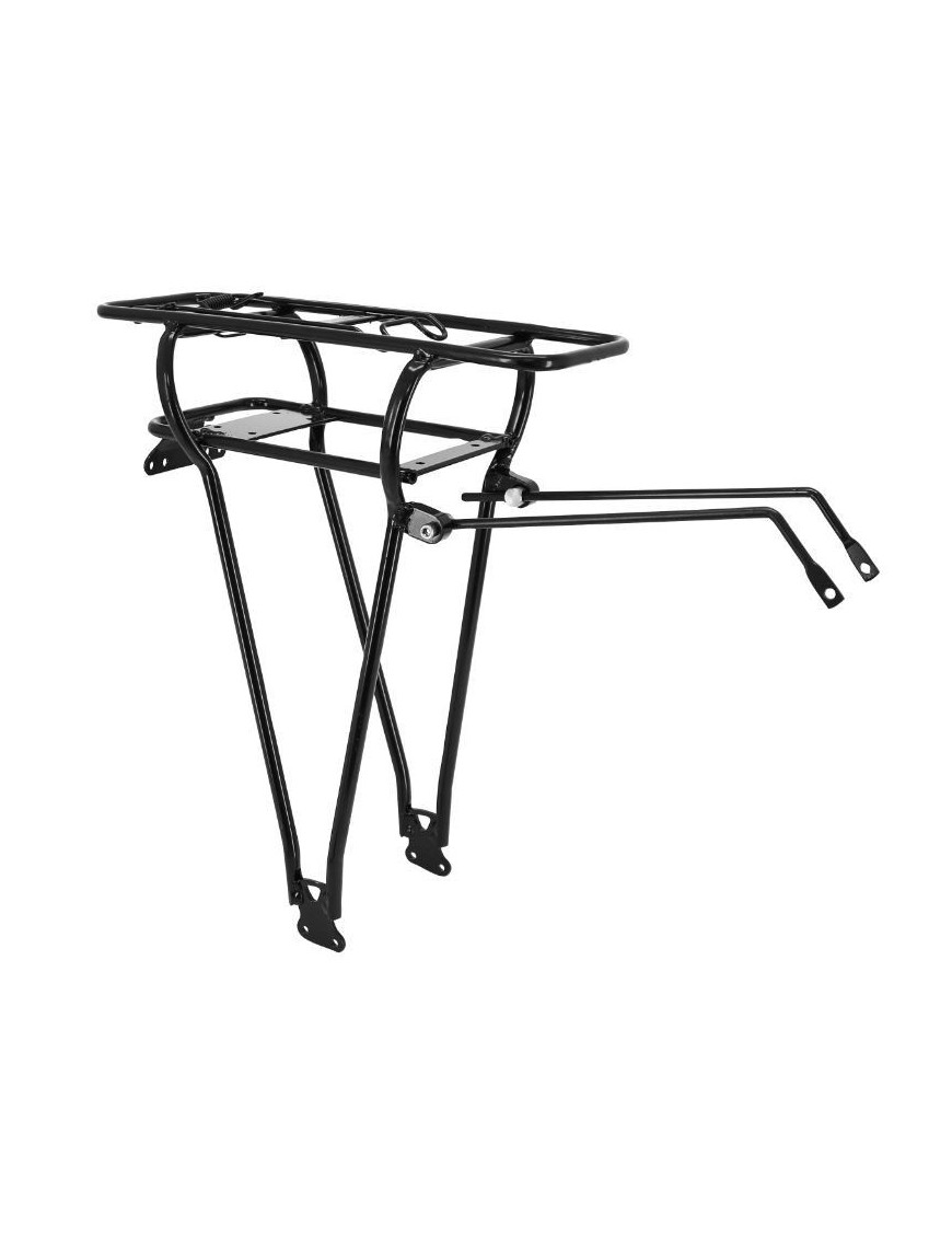 PORTE BAGAGE VELO ARRIERE A TRINGLES DOUBLE AVEC SUPPORT BATTERE ANSMANN ALU NOIR 26" POIDS MAX 25kgs