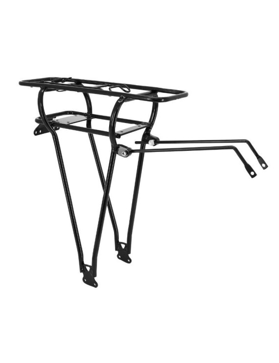 PORTE BAGAGE VELO ARRIERE A TRINGLES DOUBLE AVEC SUPPORT BATTERE ANSMANN ALU NOIR 26" POIDS MAX 25kgs