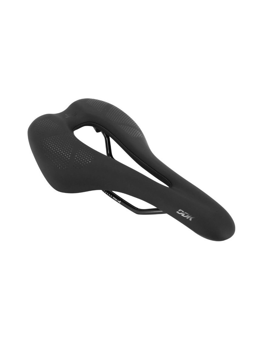 SELLE NEWTON ROUTE-VTT NOIR MADSAD1 AVEC TROU CENTRAL 269x140mm RAIL ACIER NOIR