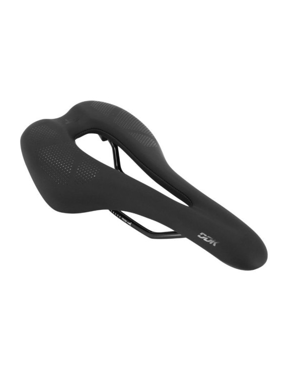 SELLE NEWTON ROUTE-VTT NOIR MADSAD1 AVEC TROU CENTRAL 269x140mm RAIL ACIER NOIR