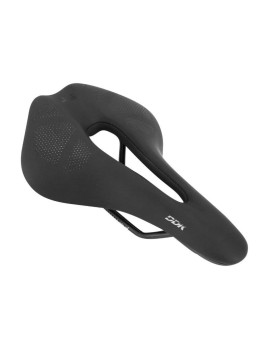 SELLE NEWTON ROUTE-VTT NOIR MADSAD3 AVEC TROU CENTRAL 258x157mm RAIL ACIER NOIR