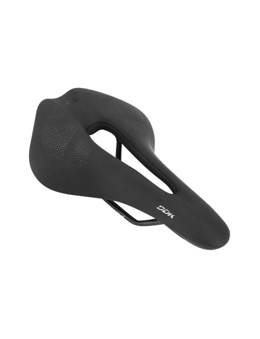 SELLE NEWTON ROUTE-VTT NOIR MADSAD3 AVEC TROU CENTRAL 258x157mm RAIL ACIER NOIR