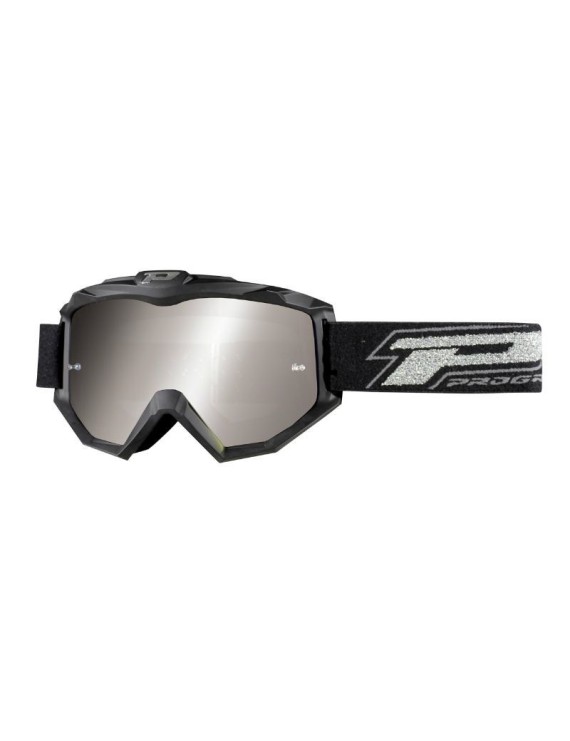 MASQUE-LUNETTES CROSS PROGRIP 3204 FL NOIR MAT ECRAN MIROIR ARGENT ANTI-RAYURES-ANTI U.V.-ANTI-BUEE (HOMOLOGUE CE-EN-N° AC-140