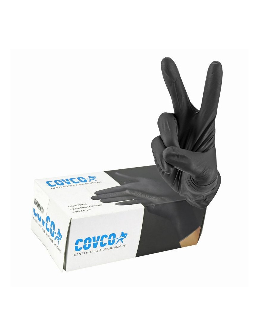 GANTS ATELIER NITRILE NOIR  T7 (S)  (BOITE DE 100)  -SELECTION P2R-