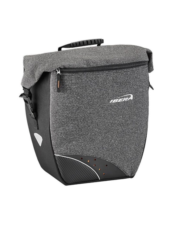 SACOCHE ARRIERE VELO LATERALE IBERA PRO GRISE 30L FIXATION SYSTEME PAKRAK SIDE (32x16x34cm) - COMPATIBLE AVEC PORTE BAGAGE 2056