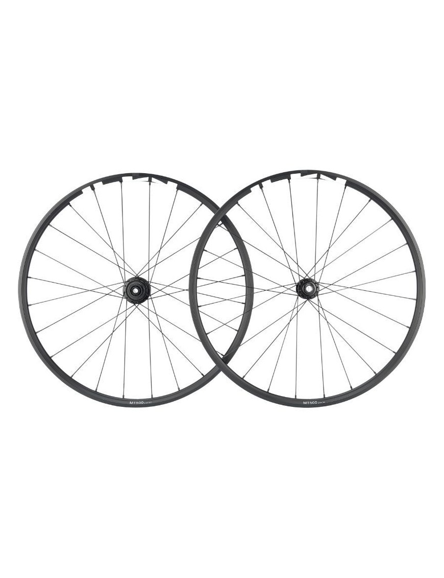 ROUES VTT 29" SHIMANO MT501 BOOST DISC CENTERLOCK AVANT+ARRIERE 12V. MICROSPLINE NOIR PNEU AXE TRAVERSANT 12-148 et 15-110 (VEN