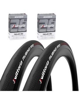 PNEU ROUTE 700 X 28 VITTORIA RUBINO PRO 4 NOIR GRAPHENE2.0 TS (28-622) (PACK DE 2 PNEUS ET 2 CHAMBRES)