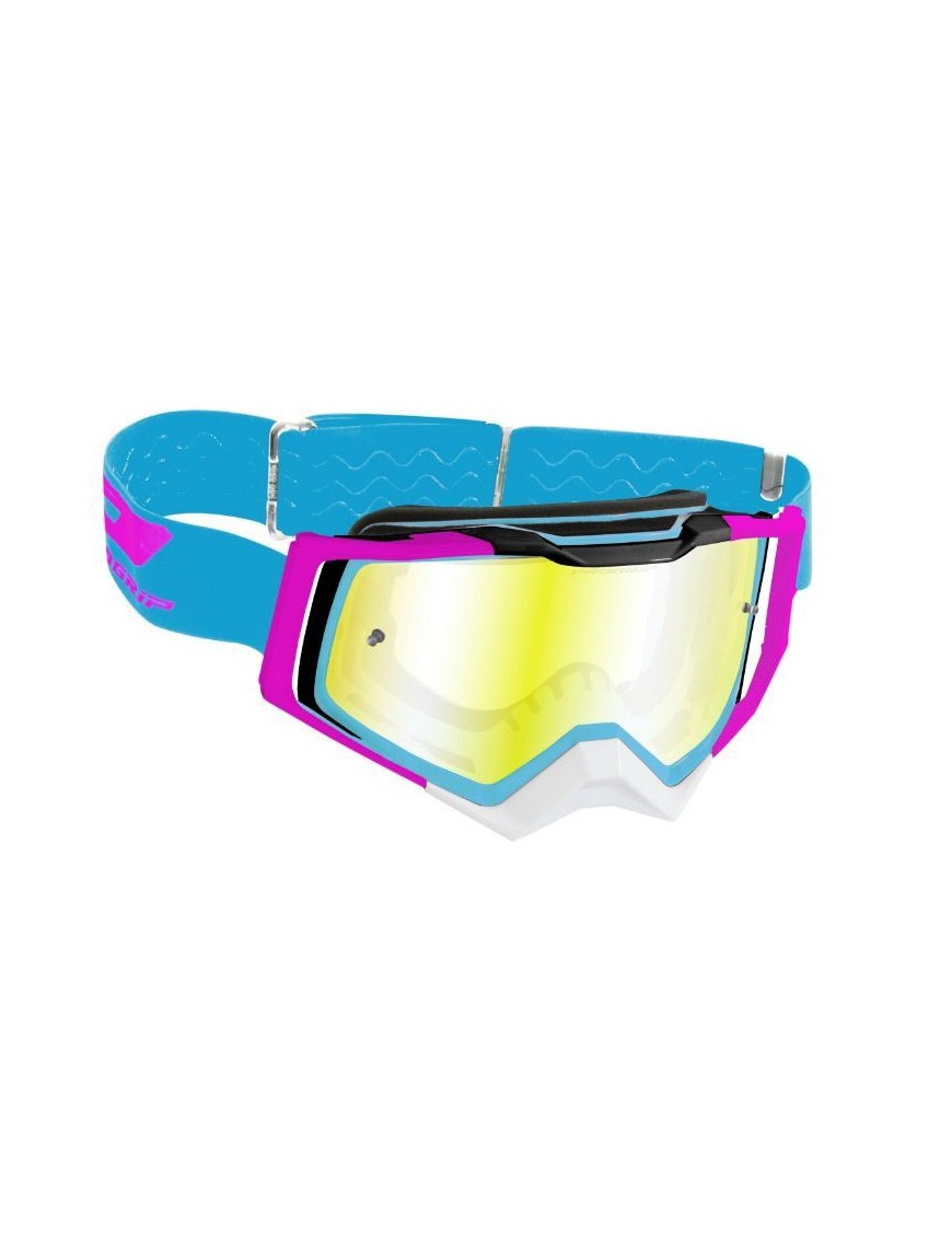 MASQUE-LUNETTES CROSS PROGRIP 3309 FL RAPID BLEU CLAIR-FUCHSIA-NOIR ECRAN MIROIR LIGHT SENSITIVE ANTI-RAYURES-ANTI U.V.-ANTI-BU