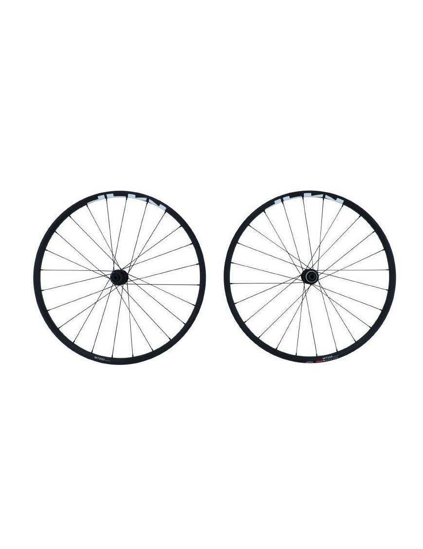 ROUES VTT 29" SHIMANO MT500 BOOST DISC CENTERLOCK AVANT+ARRIERE 10-11V. NOIR PNEU AXE TRAVERSANT 12-148 et 15-110 (VENDU A LA P