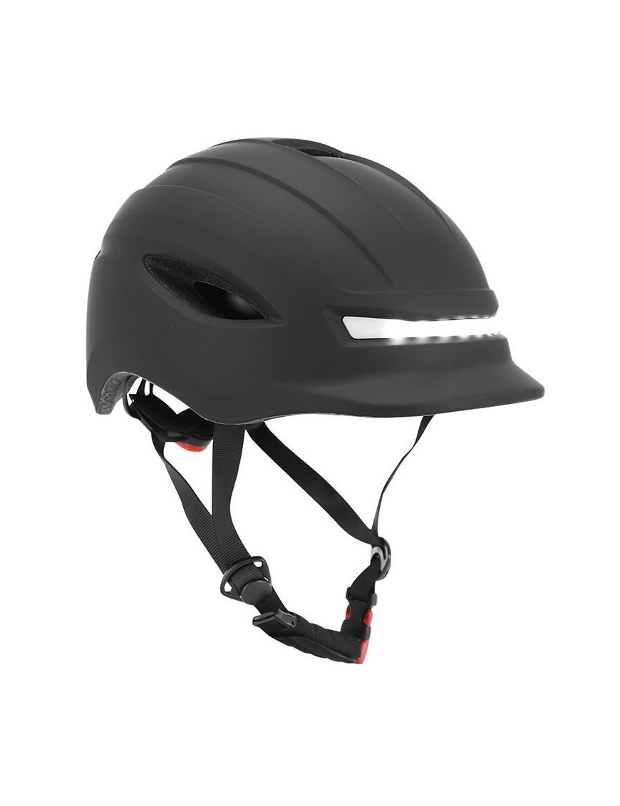 CASQUE VELO-TROTTINETTE ADULTE URBAIN-CITY CP02 NOIR ECLAIRAGE INTEGRE AVEC CLIGNOTANT + COMMANDE AU CINTRE TAILLE L REGLAGE MO