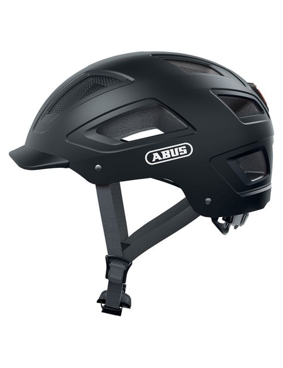 CASQUE VELO ADULTE ABUS URBAIN HYBAN 2.0 VELOURS NOIR ECLAIRAGE INTEGRE TAILLE XL (58-63cm) REGLAGE MOLETTE