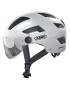 CASQUE VELO ADULTE ABUS URBAIN HYBAN 2.0 ACE BLANC POLAIRE ECLAIRAGE INTEGRE TAILLE  M (52-58cm) REGLAGE MOLETTE