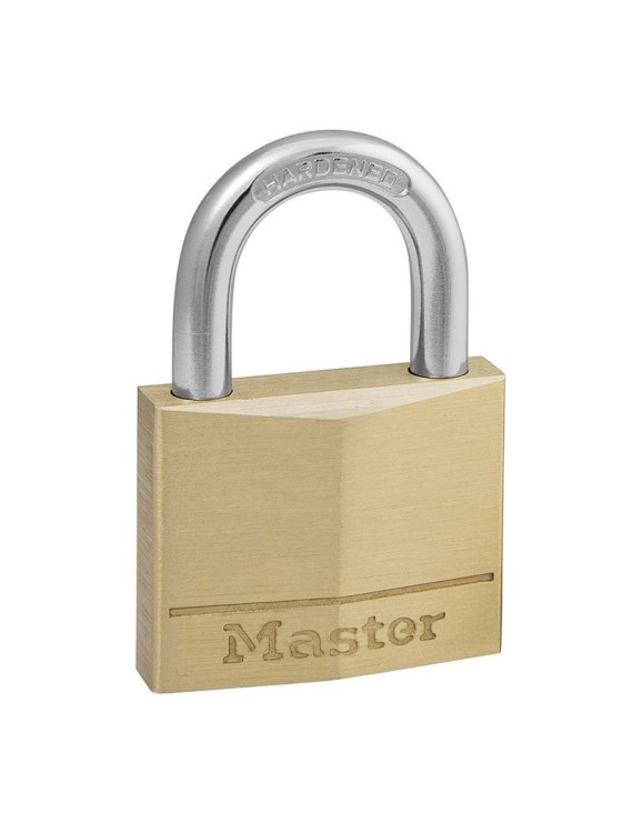 CADENAS A CLE MASTERLOCK LAITON ANSE ACIER CEMENTE LARGEUR 40mm, ANSE 22mm, DIAM 6mm (DOUBLE VERROUILLAGE) (VENDU A L'UNITE)