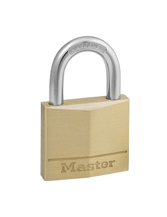 CADENAS A CLE MASTERLOCK LAITON ANSE ACIER CEMENTE LARGEUR 30mm, ANSE 16mm, DIAM 5mm (DOUBLE VERROUILLAGE) (VENDU A L'UNITE)