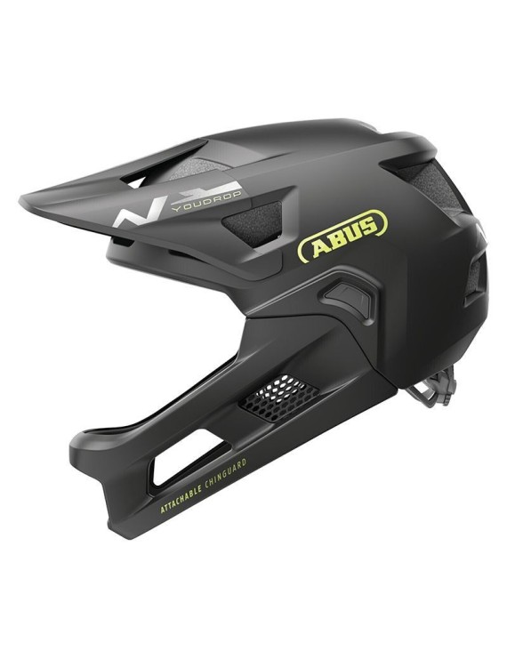 CASQUE VELO ENFANT VTT-BMX ABUS YOUDROP FF VELOURS NOIR TAILLE S (48-55cm) REGLAGE MOLETTE