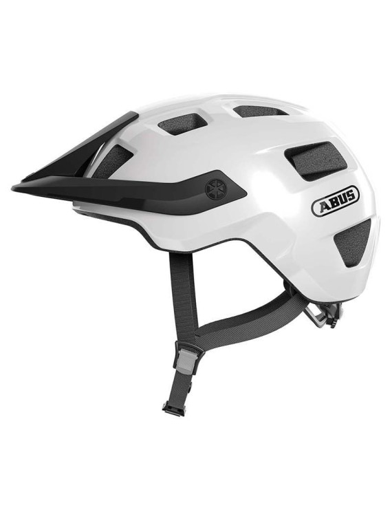 CASQUE VELO ADULTE ABUS VTT MOTRIP BLANC BRILLANT TAILLE L (57-61cm) REGLAGE MOLETTE