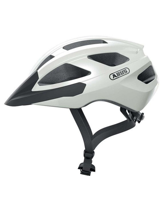 CASQUE VELO ADULTE ABUS VTT MACATOR BLANC PERLE TAILLE   S (51-55cm) REGLAGE MOLETTE