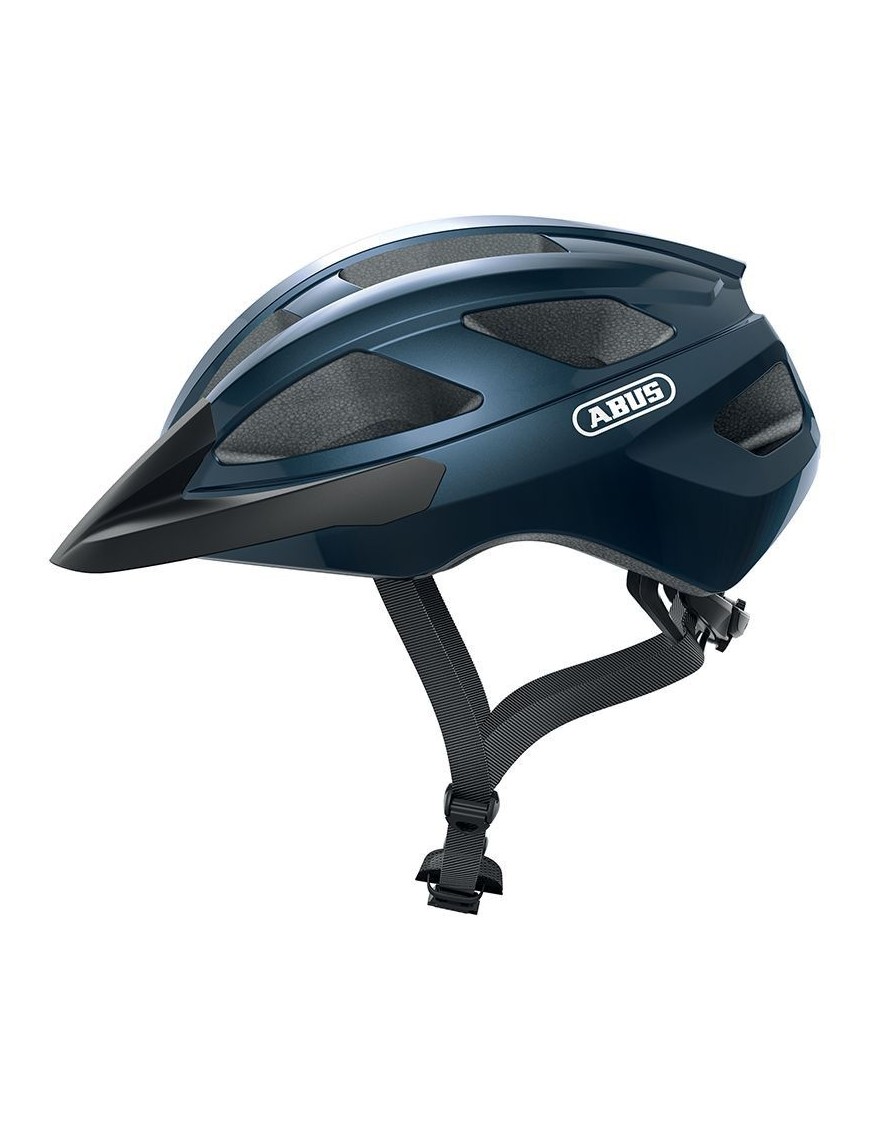 CASQUE VELO ADULTE ABUS VTT MACATOR BLEU NUIT TAILLE   S (51-55cm) REGLAGE MOLETTE