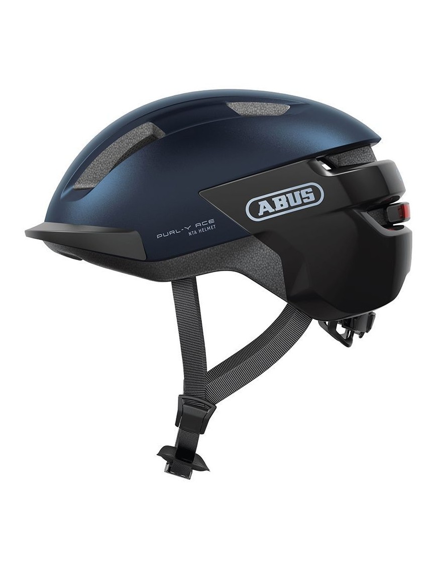CASQUE VELO ADULTE ABUS URBAIN PURL-Y ACE BLEU NUIT ECLAIRAGE INTEGRE TAILLE  M (54-58cm) REGLAGE MOLETTE (COMPATIBLE S-PEDELEC