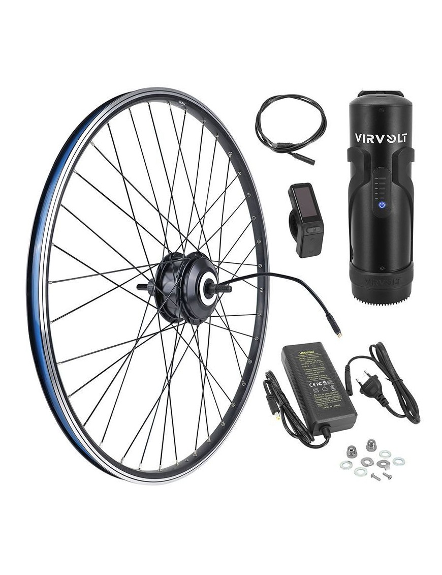 KIT COMPLET D'ELECTRIFICATION MOTEUR ROUE ARRIERE A CAPTEUR DE COUPLE VIRVOLT V7502 POUR 700C 28" 36V 250W 36Nm + COMPTEUR - DI