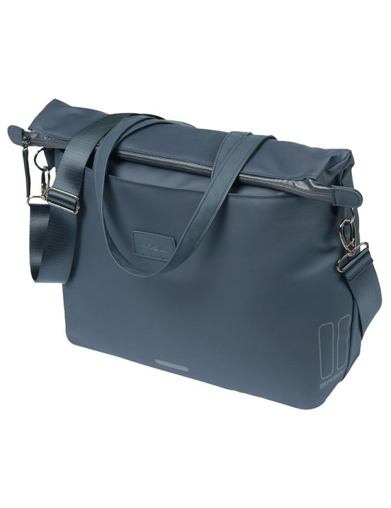 SACOCHE ARRIERE VELO LATERALE SAC ORDINATEUR PORTABLE BASIL MANHATTAN WATERPROOF BLEU MARINE DROIT-GAUCHE 12L FIXATION HOOK ON