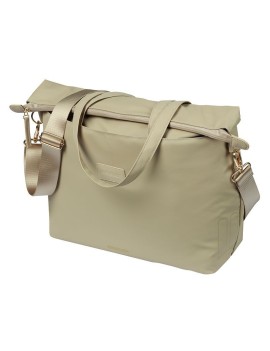 SACOCHE ARRIERE VELO LATERALE SAC ORDINATEUR PORTABLE BASIL MANHATTAN WATERPROOF BEIGE DROIT-GAUCHE 12L FIXATION HOOK ON (12x38