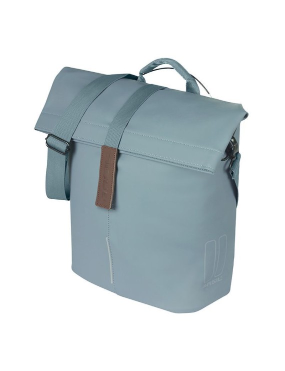 SACOCHE ARRIERE VELO LATERALE SAC BANDOULIERE BASIL CITY SHOPPER BLEU GRAPHITE DROIT-GAUCHE 14-16L FIXATION MIK STUDS POUR PORT