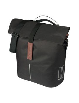 SACOCHE ARRIERE VELO LATERALE SAC BANDOULIERE BASIL CITY SHOPPER NOIR DROIT-GAUCHE 14-16L FIXATION MIK STUDS POUR PORTE BAGAGE