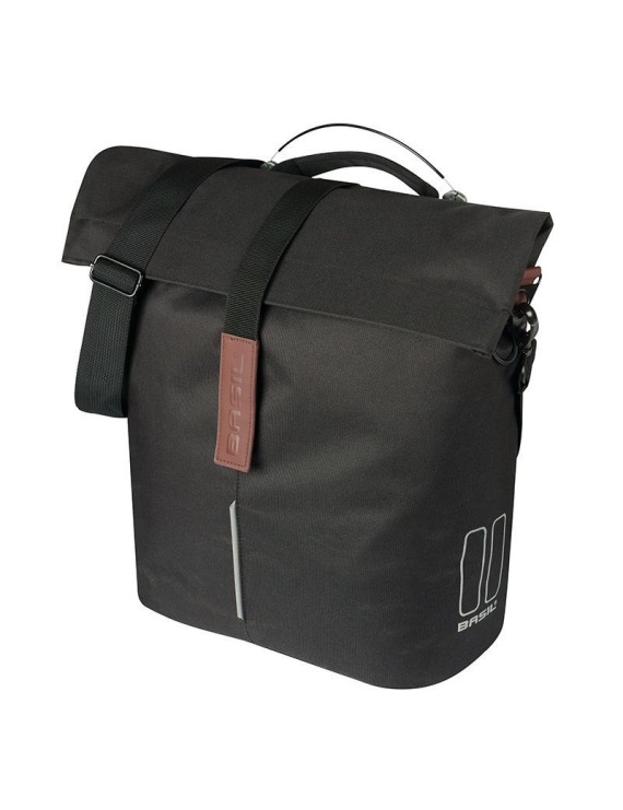 SACOCHE ARRIERE VELO LATERALE SAC BANDOULIERE BASIL CITY SHOPPER NOIR DROIT-GAUCHE 14-16L FIXATION MIK STUDS POUR PORTE BAGAGE