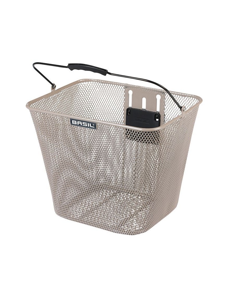 PANIER AVANT ACIER NID ABEILLE BASIL BILBAO BEIGE AMOVIBLE AVEC POIGNEE (22x26x28 cm)  -VENDU AVEC ADAPTATEUR KLICK FIX