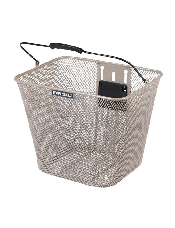 PANIER AVANT ACIER NID ABEILLE BASIL BILBAO BEIGE AMOVIBLE AVEC POIGNEE (22x26x28 cm)  -VENDU AVEC ADAPTATEUR KLICK FIX