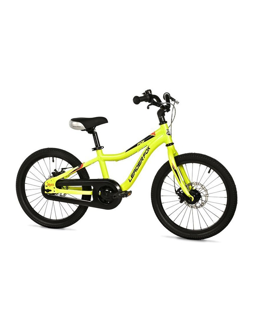 VELO MUSCULAIRE ENFANT 18 POUCES LEADER FOX FOX 2025 JAUNE MONOVITESSE CADRE ALU (TAILLE ENFANT 115 à 125 cm)