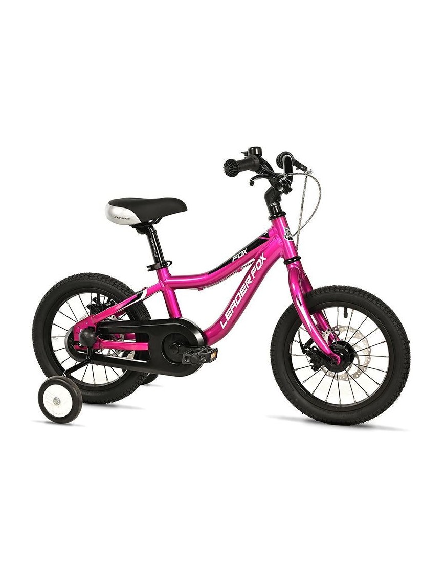 VELO MUSCULAIRE ENFANT 14 POUCES LEADER FOX FOX 2025 FUCHSIA MONOVITESSE CADRE ALU (TAILLE ENFANT JUSQU'A 105cm)