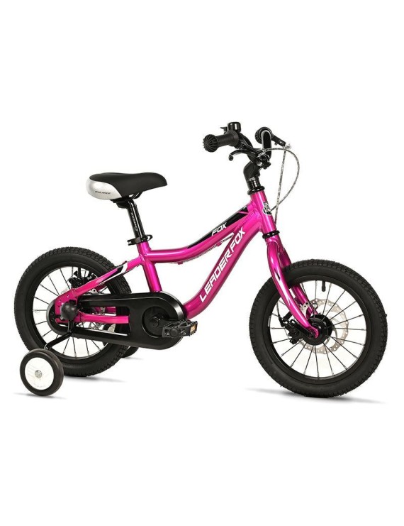 VELO MUSCULAIRE ENFANT 14 POUCES LEADER FOX FOX 2025 FUCHSIA MONOVITESSE CADRE ALU (TAILLE ENFANT JUSQU'A 105cm)