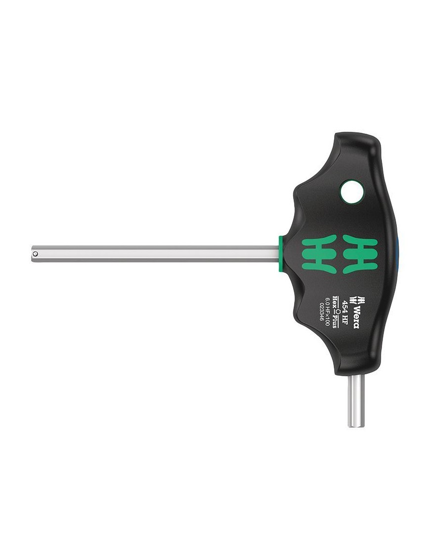 CLE ALLEN-6 PANS MANCHE EN T WERA 454 HEX PLUS  6x100mm NOIR-VERT (VENDU A L'UNITE)  -MARQUE ALLEMANDE POUR LES ATELIERS-