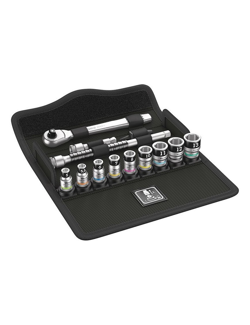 CLIQUET WERA  8100 ZYKLOP METAL 1-4 METRIQUE AVEC DOUILLES CHROME MOLY (SET 13 PIECES)  -MARQUE ALLEMANDE POUR LES ATELIERS-