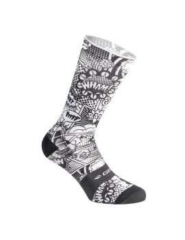 CHAUSSETTES-SOCQUETTES ETE GIST TRENDY COMICS NOIR ET BLANC 43-47 ECOLOGIQUE - HAUTEUR 20 CM (PAIRE)   -5863