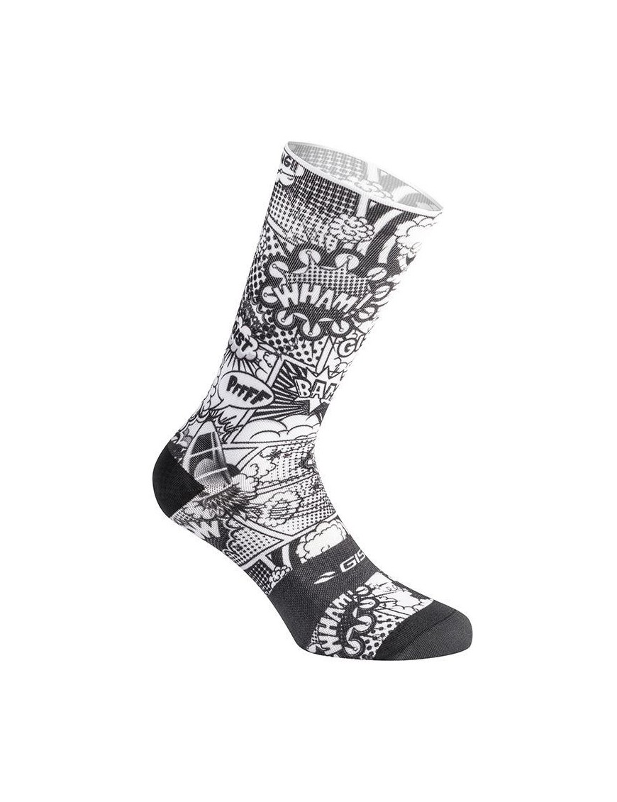 CHAUSSETTES-SOCQUETTES ETE GIST TRENDY COMICS NOIR ET BLANC 43-47 ECOLOGIQUE - HAUTEUR 20 CM (PAIRE)   -5863