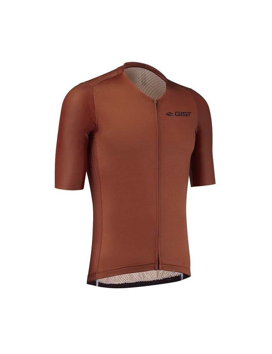 MAILLOT GIST HOMME PODIUM MANCHES COURTES ZIP TOTAL ROUGE BRIQUE XXL    -5359