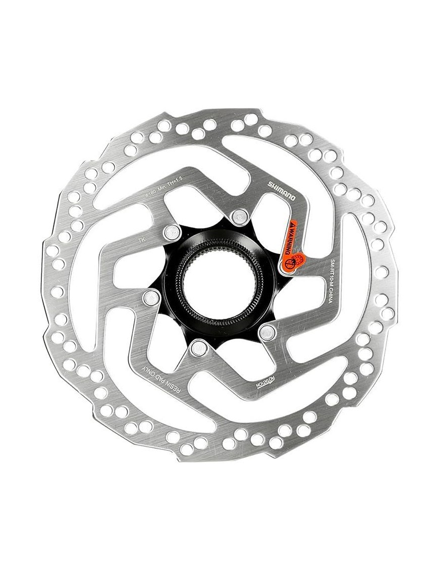 DISQUE DE FREIN VTT CENTERLOCK SHIMANO RT10  ACERA 180mm POUR PLAQUETTE RESINE AVEC CONTRE ECROU
